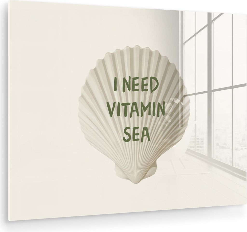 MuchoWow Glasbilder - Bilder auf Wandbild - Foto auf Glas Muschel - Zitat - Grün 80x60 cm Wanddekoration aus Glas - Acrylglasbild - Acrylbilder - ...