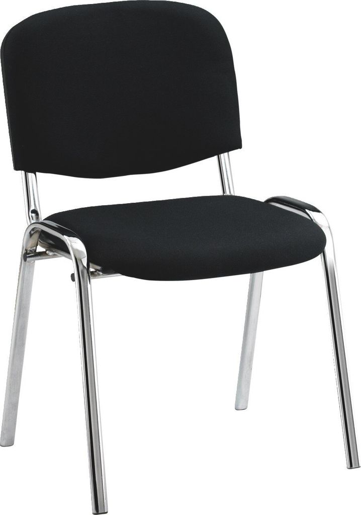 Besucherstuhl VISI Schwarz mit Stoffbezug, verchromtem Gestell, 83 cm hoch