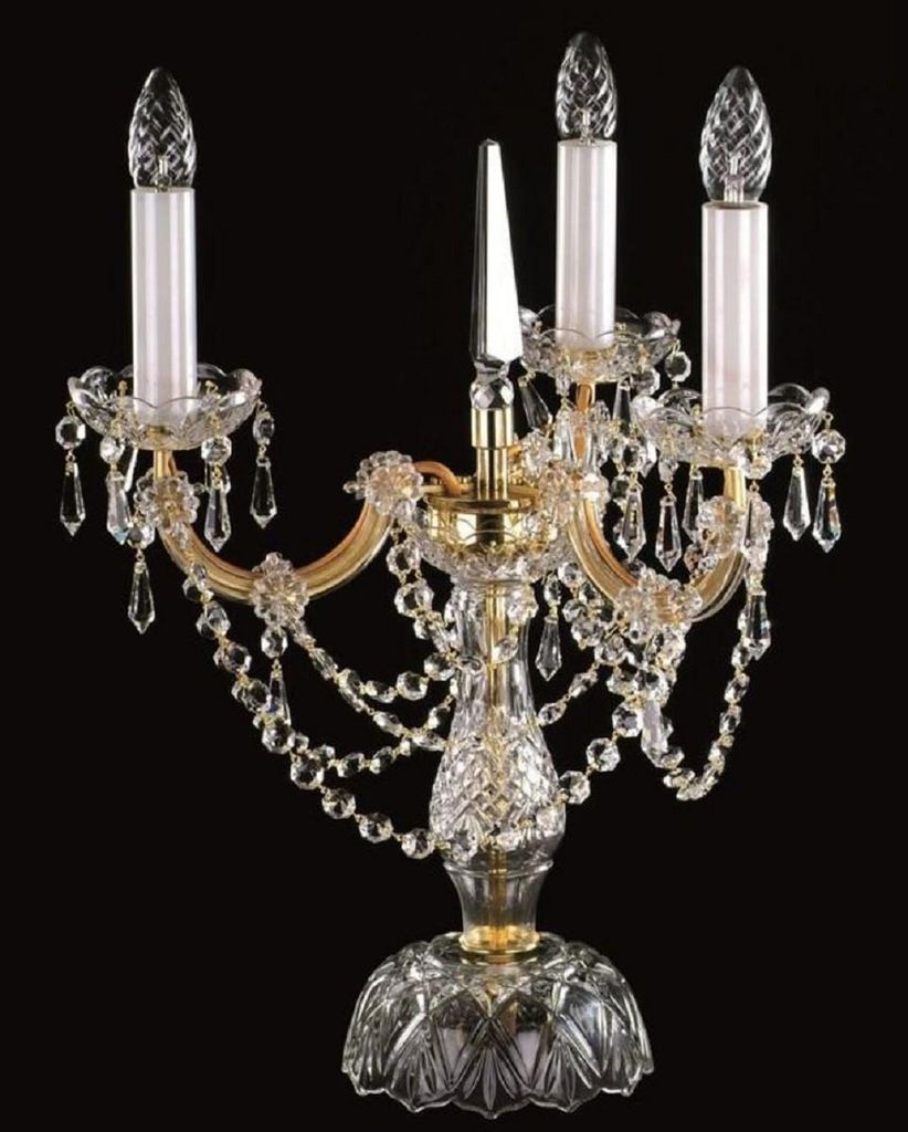 Casa Padrino Luxus Barock Kristall Tischleuchte Gold Ø 38 x H. 48 cm - Prunkvolle Schreibtischleuchte mit Böhmischem Kristallglas - Barock Krista...