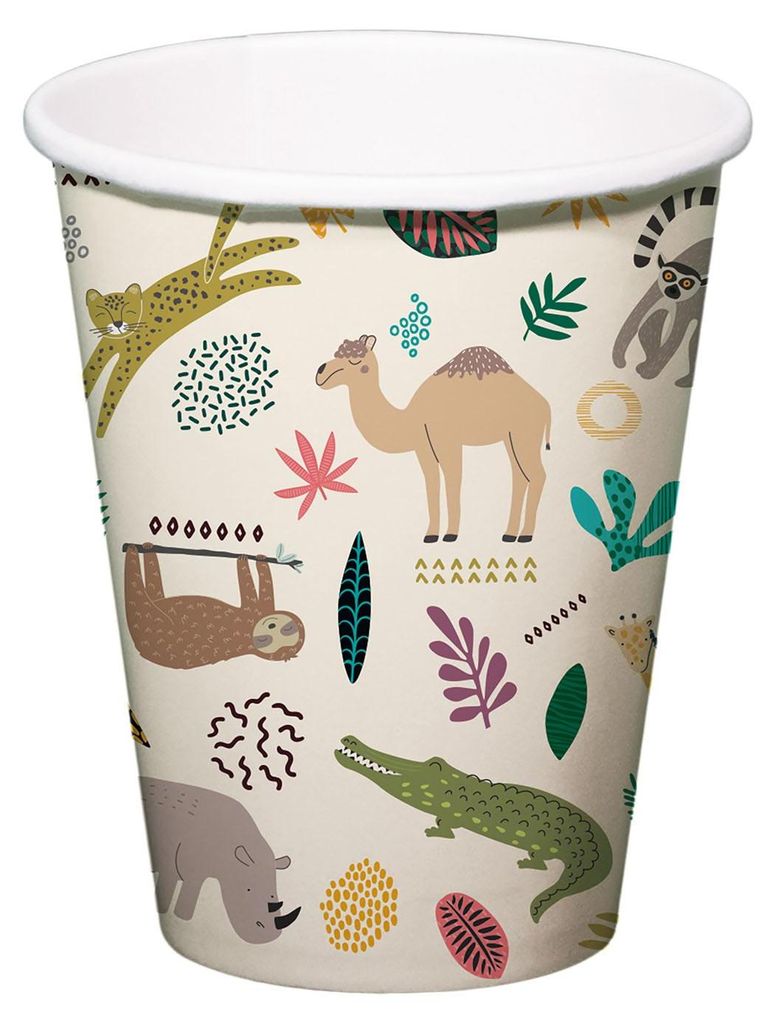 6 Zoo Birthdayparty Pappbecher 250ml
