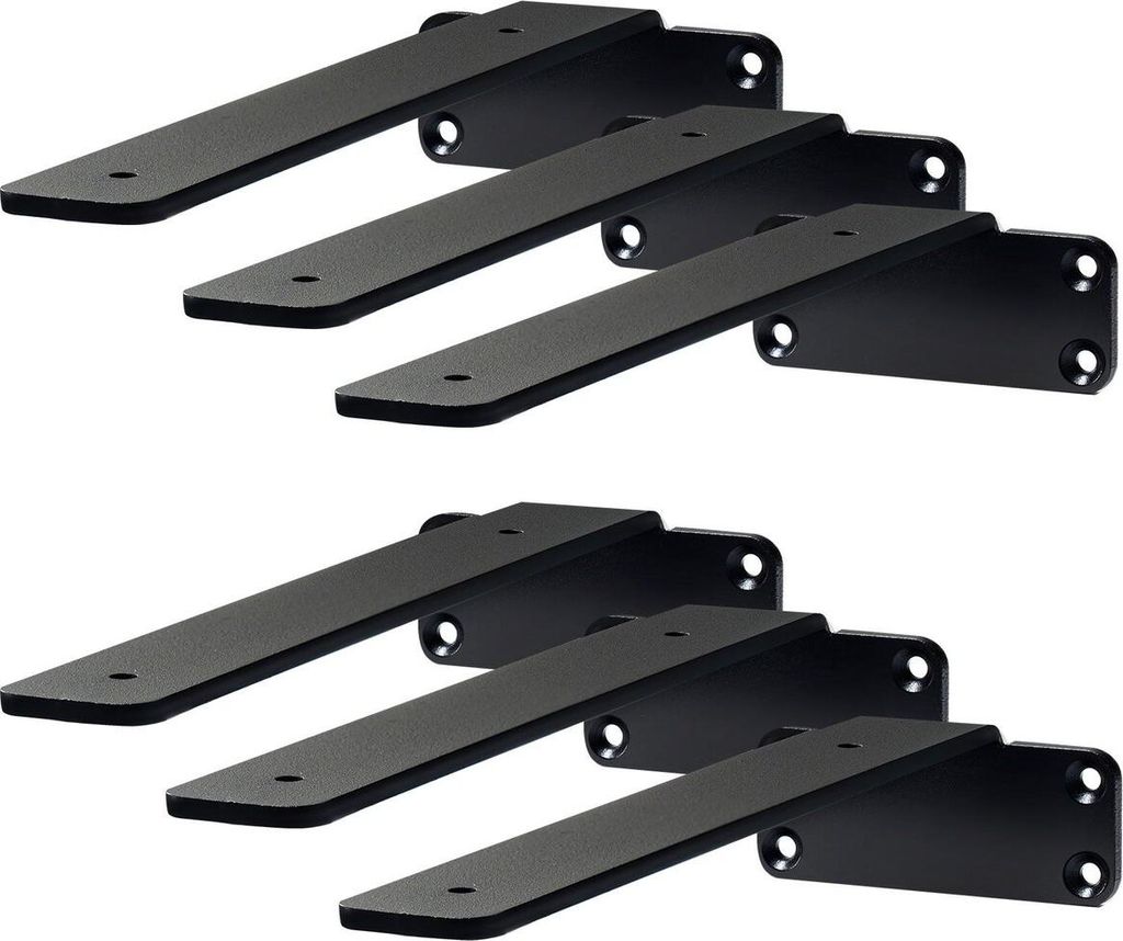 Shelf Bracket, 8”L x 4”W x 1.6”H 6 Pcs, Heavy Duty Floating Shelf Brackets, Brackets for Shelves, 5mm Thick Matte Black L Shelf Bracket,Steel...