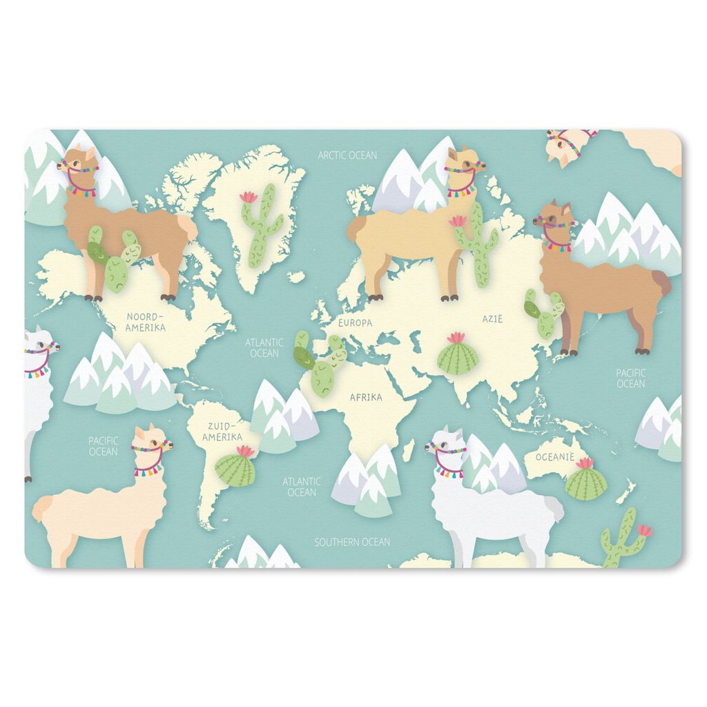 MuchoWow Mauspad Mousepad Weltkarte - Alpaka - Berge 27x18 cm - Mousepads - Maus Mat - Pad - Mausunterlage - Büroartikel - Desk Matten