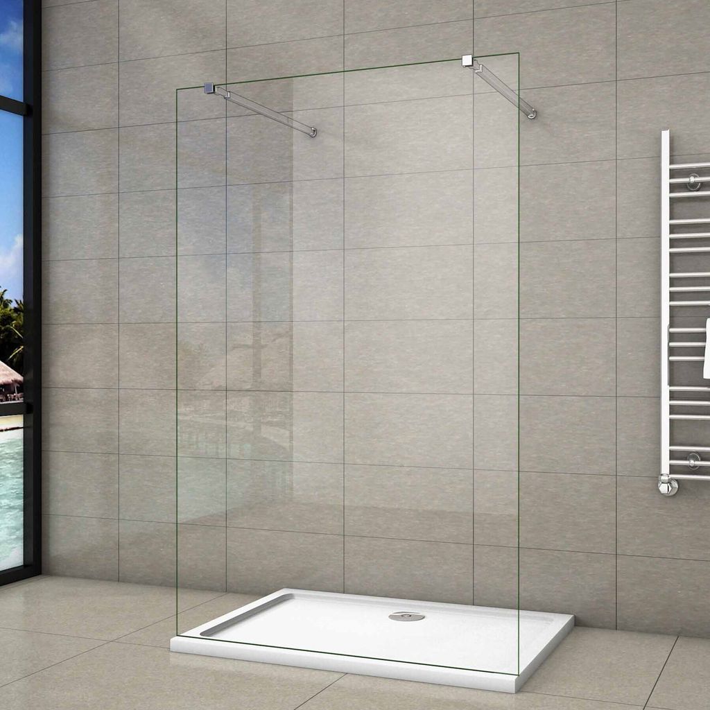 137.7x200cm+ mit 2 73-120cm Stabilisator 8mm Nano Sicherheitsglas Walk in Duschwand Duschabtrennung