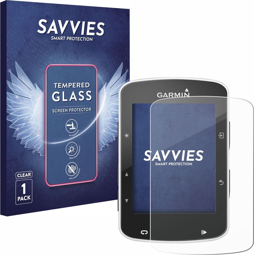 Savvies Schutzglas für Garmin Edge 520 / 820 Displayschutz 9H Glas klar transparent