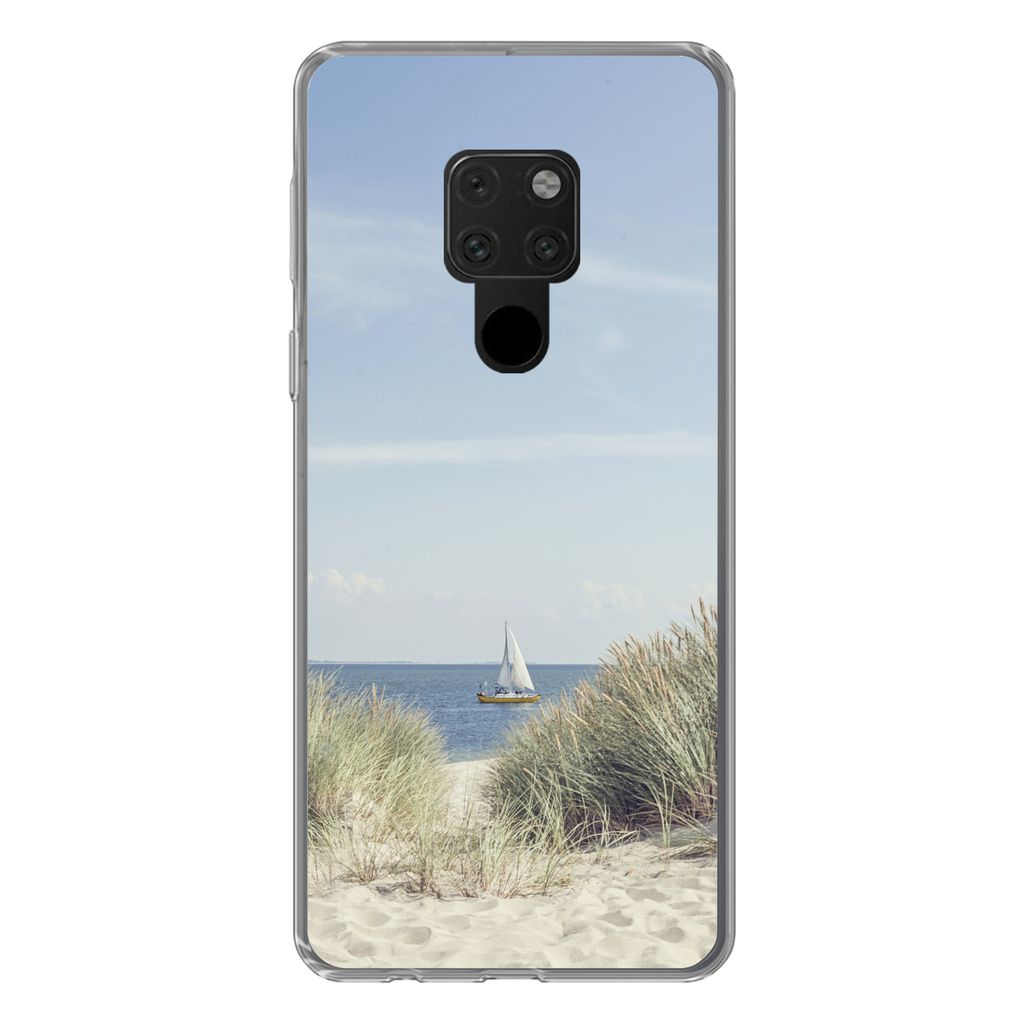 MuchoWow Handyhülle Schutzhülle Hülle für Huawei P40 Lite Nordsee - Dünen - Boot Silikon Softcase Handy Hülle - Handy