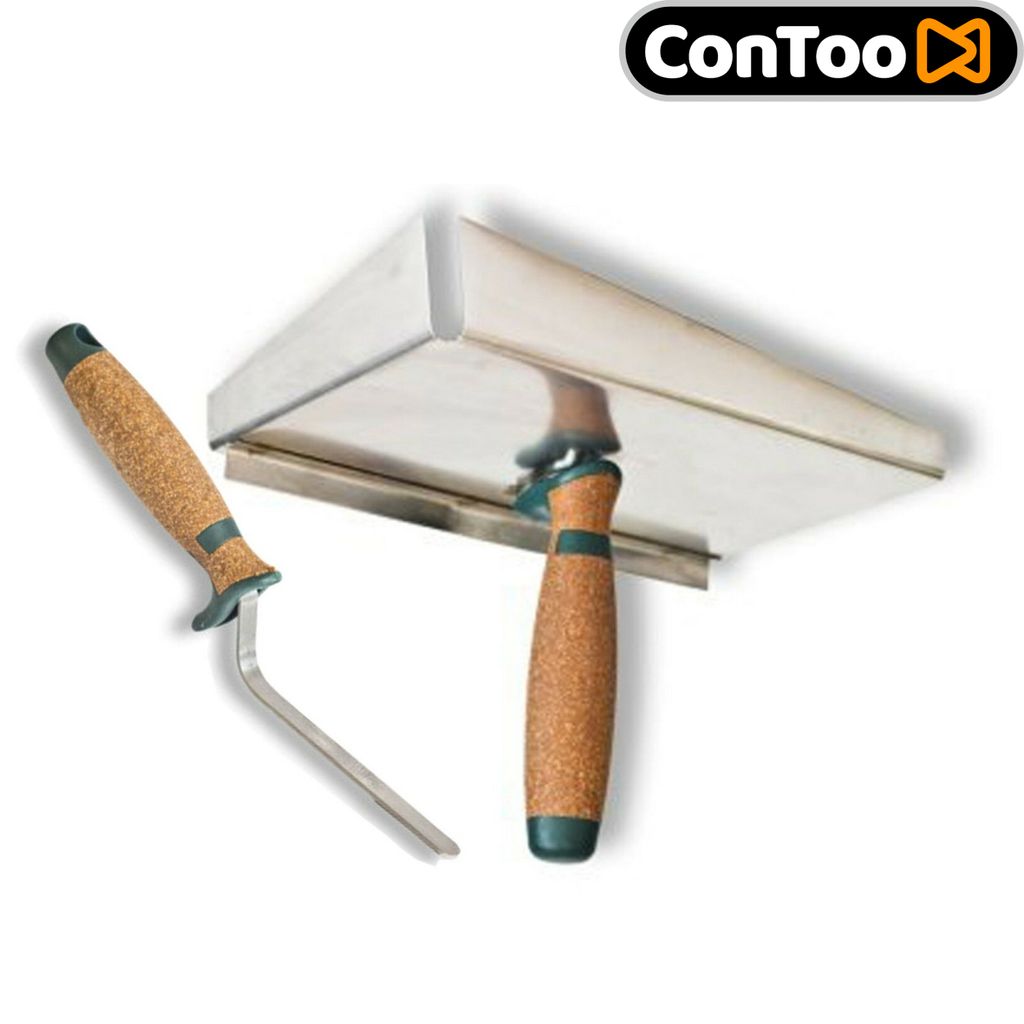 Fugblech Edelstahl 245mm Mit Fugenkelle - Profi Werkzeug Mit Ledergriff