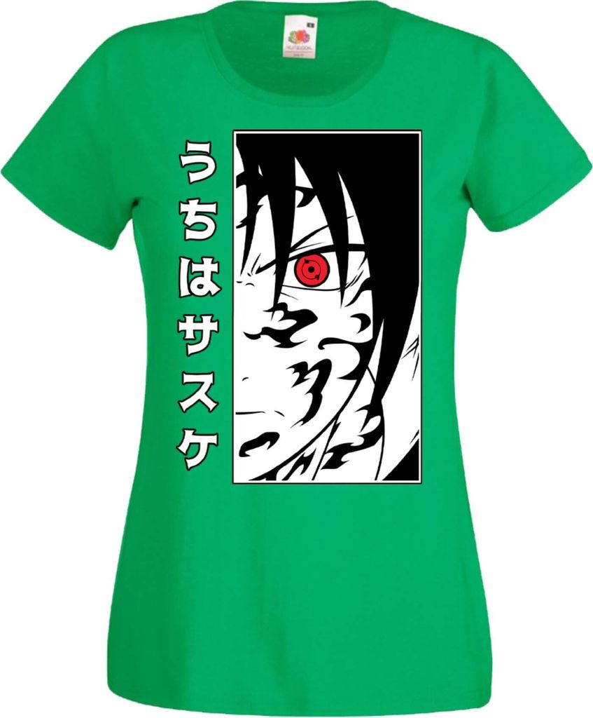 Damen T-Shirt Manga Anime Naruto Sasuke Uchiha 01 Sasuke, Lady L / Grün