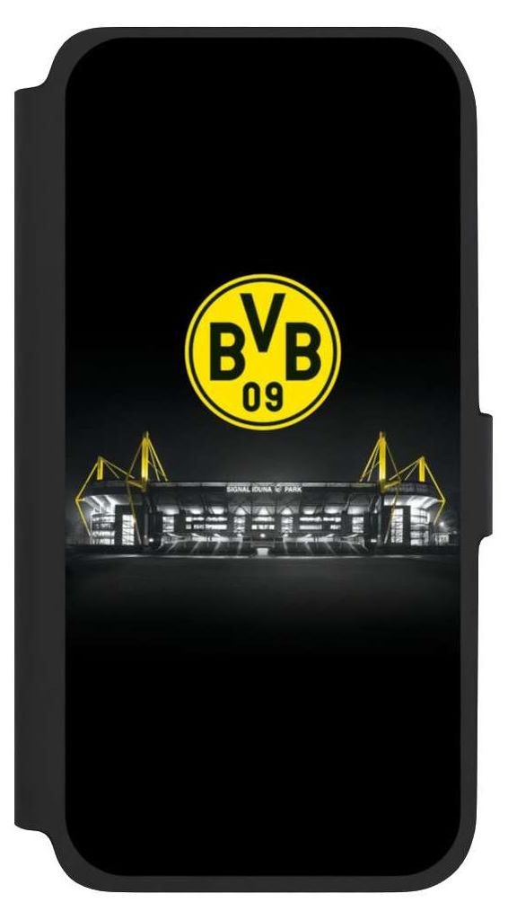 NIVOCASE Klapphülle für Samsung Galaxy A17 5G Handyhülle aus Kunst Leder NIVOflip schwarz BVB Borussia Dortmund Stadion