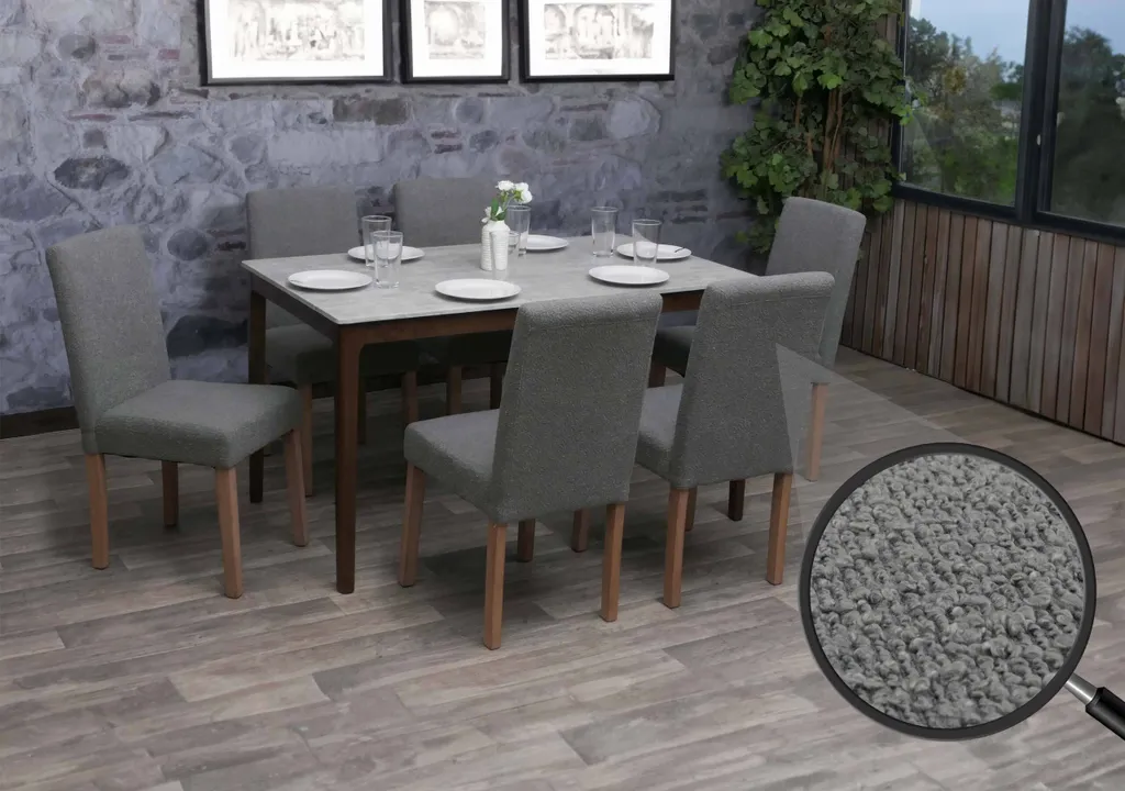 Chaises de salle à manger confortables lot de 6 Littau, gris et bois clair