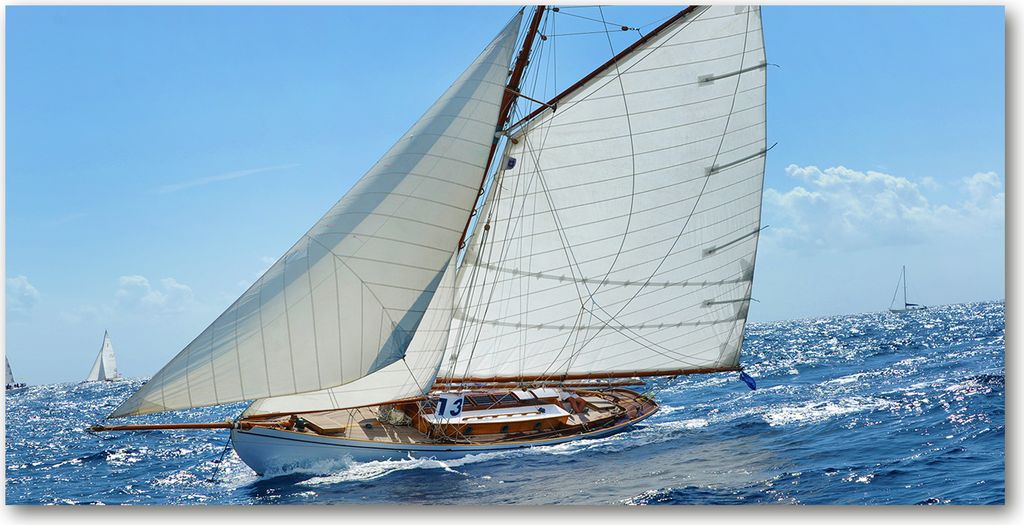 Tulup Leinwandbild - 120x60 cm - Wandkunst - Drucke auf Leinwand - Leinwanddruck - Fahrzeuge - Blau - See Segelboot