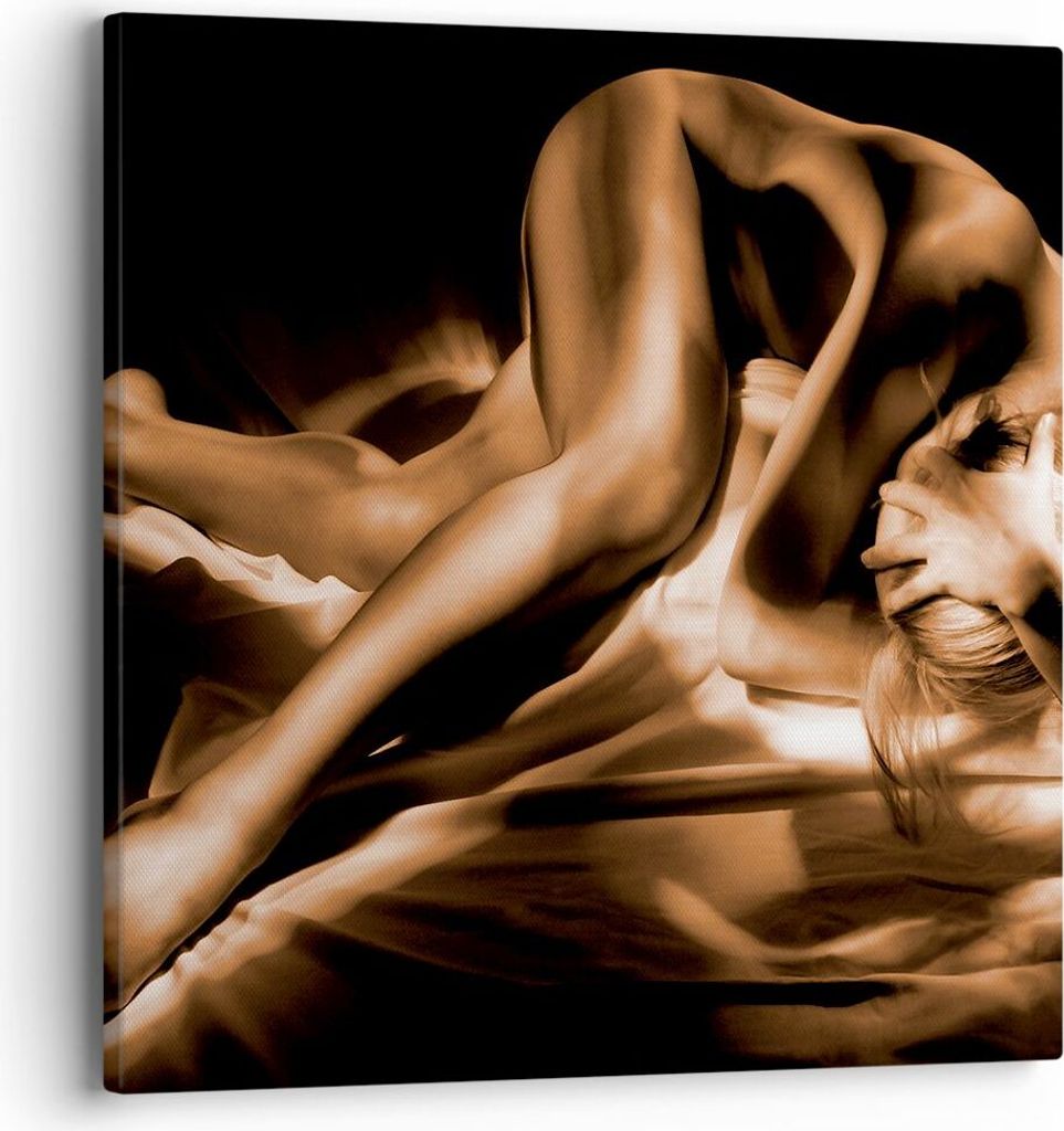 Bild auf Leinwand - Leinwandbild - Nackte Frau Akt Modell Photofitness - 40x40cm - Wand Bild - Wanddeko - Leinwanddruck - Bilder - Kunstdruck - Lei...