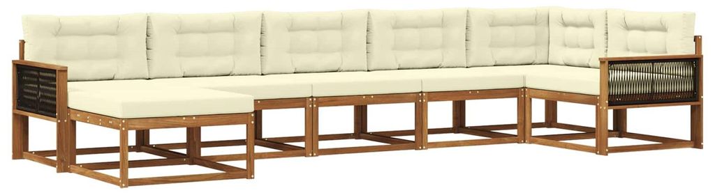 vidaXL Outdoor-Sofagarnitur mit Kissen 7 pcs Natur und Creme