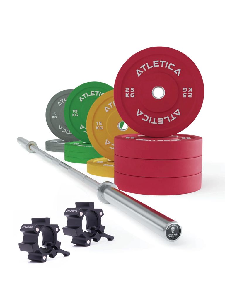 ATLETICA Beta Powerlifting Hantelstangen Set | Spezielle Powerlifting-Langhantel | 190kg Bumper Plates | Alluminium Collars