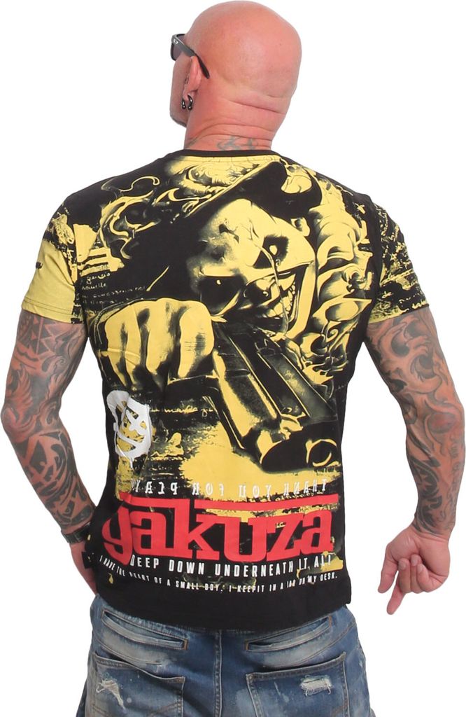 Yakuza Herren Deep Down Allover Regular T-Shirt, Schwarz, 4XL