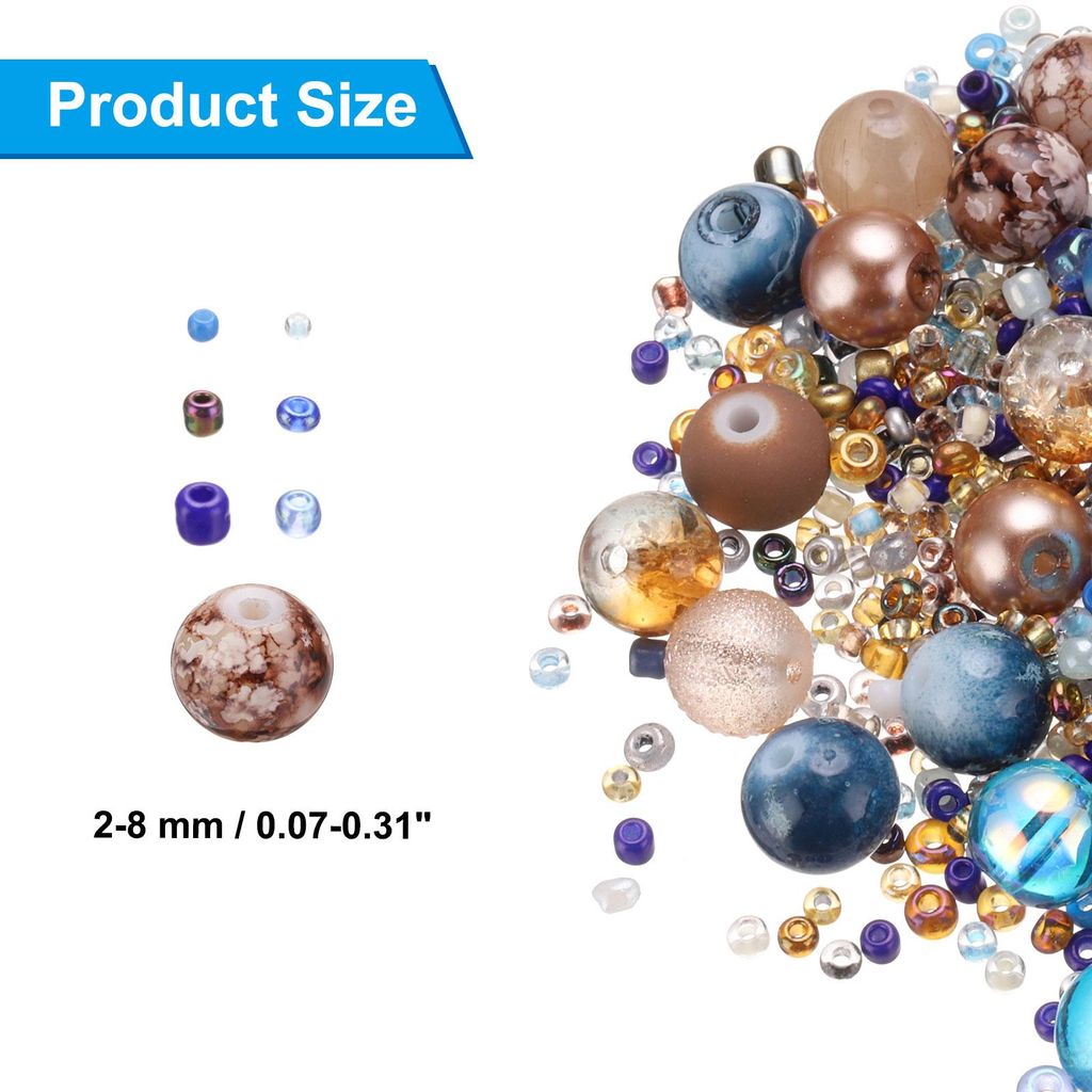 2-8mm Sortierte Glas Harz Perlen, Rissige Kies Runde Perlen Kleine Europ?ische Spacer Saatperlen Gemischt Gro? mit Loch Handwerk Halskette Charme, ...
