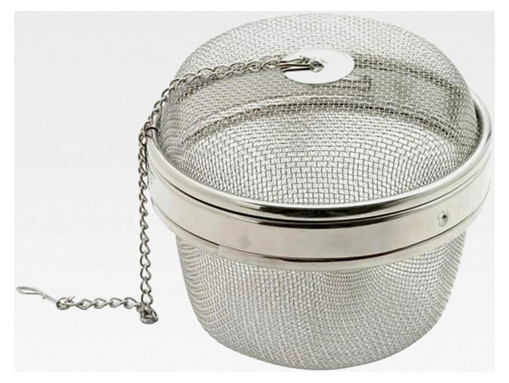 Gewürzkugel mit verstärktem Rahmen und einem Durchmesser von 10,5 cm, Silber