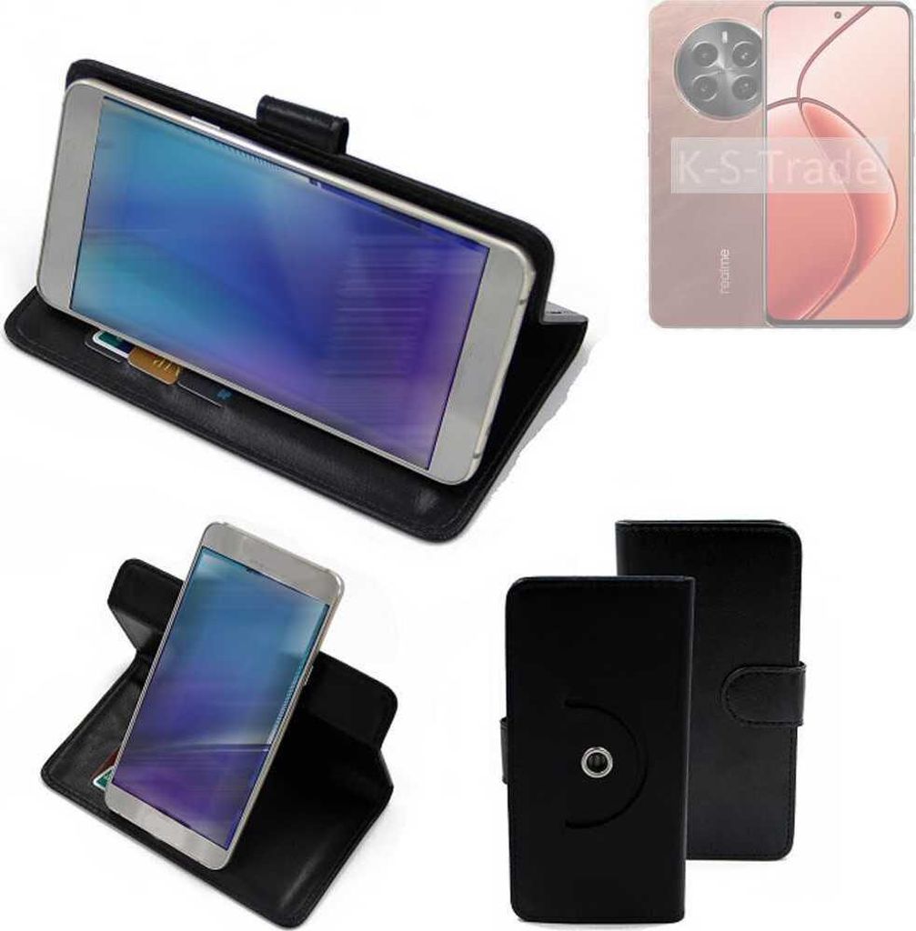 K-S-Trade Case Schutzhülle Handyhülle kompatibel mit Realme P1 Pro 5G Flipcase Smartphone Cover Handy Schutz Tasche Klapphülle Walletcase schwarz