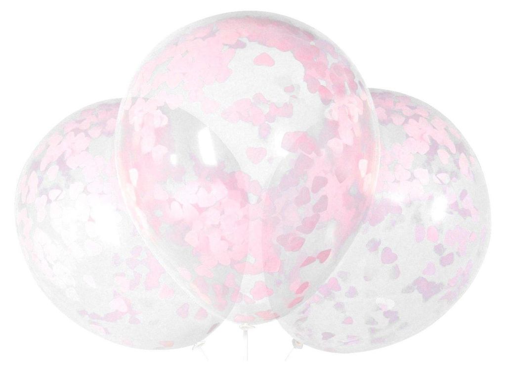 5 Konfetti Ballons Herzen Rosa 40 cm - Einheitsgröße Produktbild 