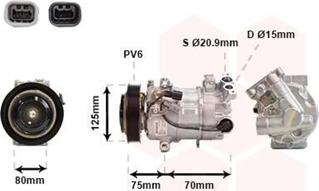 Compresseur de Climatisation VAN WEZEL 1301K700 6SBH14C pour Renault