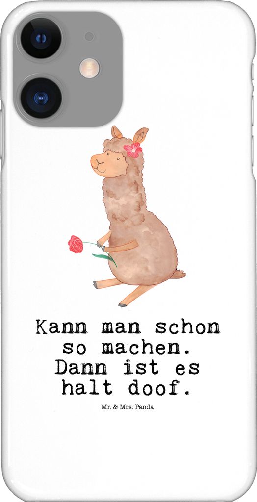 Mr. & Mrs. Panda Iphone 11 Handyhülle Alpaka Blume - Weiß - Geschenk, Cover, Handy Case, Spruch, Lama, Lamas, Schutzhülle, Hülle
