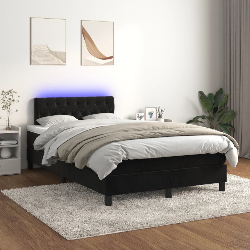 Maison Exclusive - Boxspringbett mit Matratze & LED Schwarz 120x200 cm Samt
