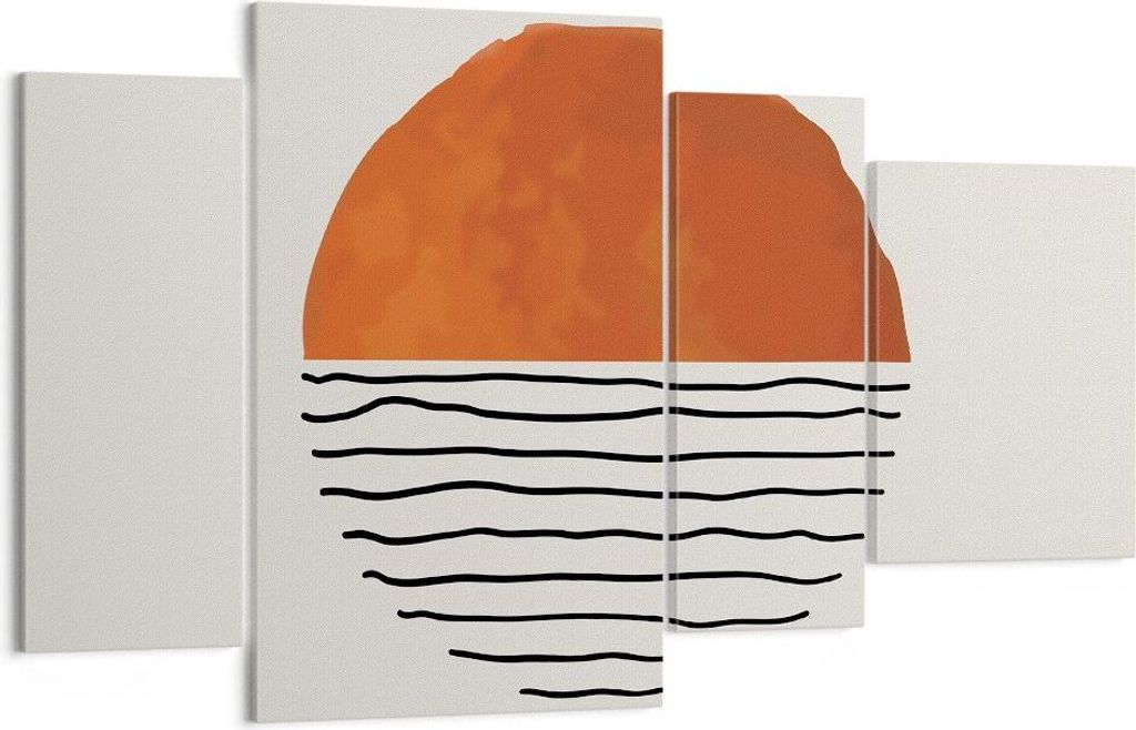 Bild auf Leinwand - Leinwandbild - 4 Teile - Modern Sonne Meer - 120x70cm - Wand Bild - Wanddeko - Wandbilder - Leinwanddruck - Bilder - Wanddekora...