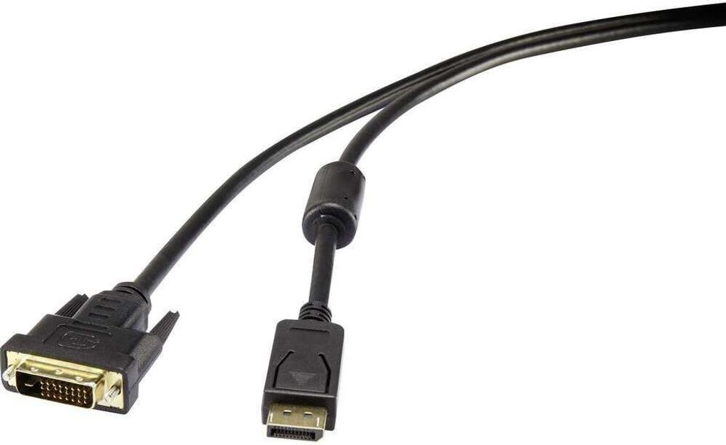 Renkforce DisplayPort / DVI Adapterkabel DisplayPort Stecker, DVI-D 24+1pol. Stecker 1.80 m Schwarz RF-4212210 schraubb