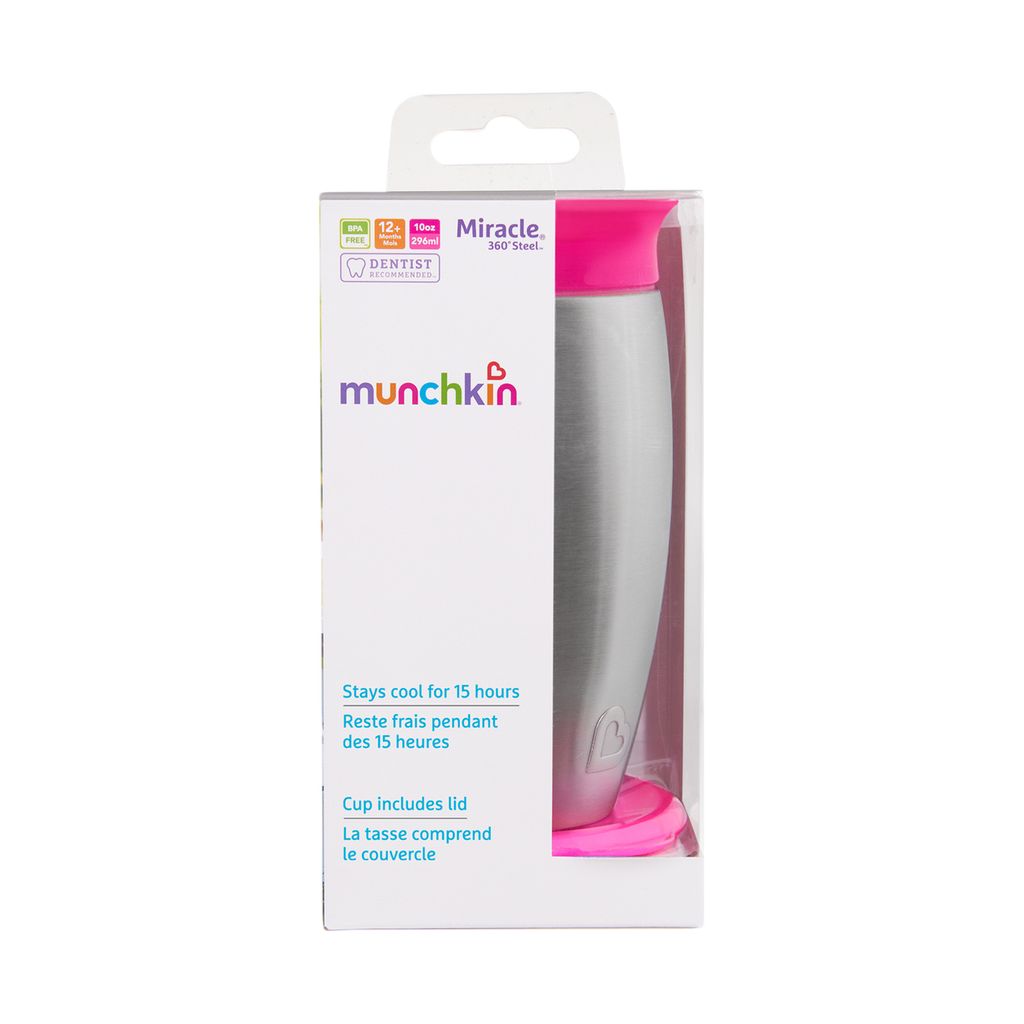 Munchkin Stainless Steel Miracle 360° Trinkbecher Pink Produktbild 