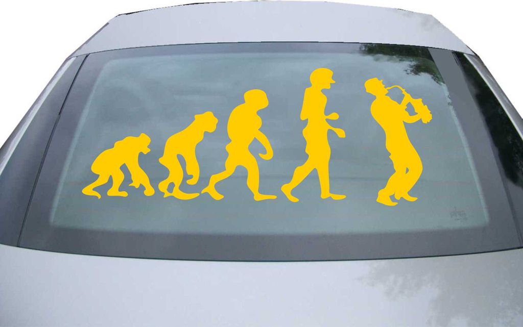 Indigos UG - Aufkleber Heckscheibe & Motorklappe DE7054 - gold - 600x236 mm - Evolution Trompetenspieler - Auto Scheiben Fenster Heckklappe Tuning ...