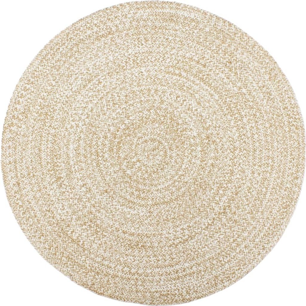 vidaXL Teppich Handgefertigt Jute Weiß und Braun 180 cm - Teppich - Teppiche - Matte - Bodenmatte