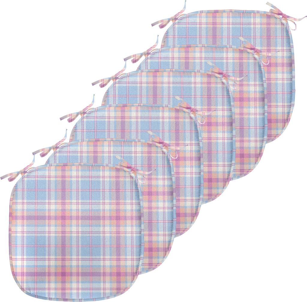 ABAKUHAUS Pastell Polster für Esszimmerstühle, Weinlese-Plaid-Muster, Dekoratives wasserfestes Kissen mit Riemen für Küchensitze, 40 cm x 40 cm...