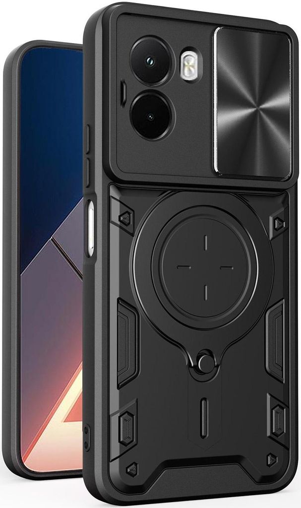 Hülle für Xiaomi Poco M7 - Phonesta CamLock Back Cover mit Kamera-Slider - Schwarz