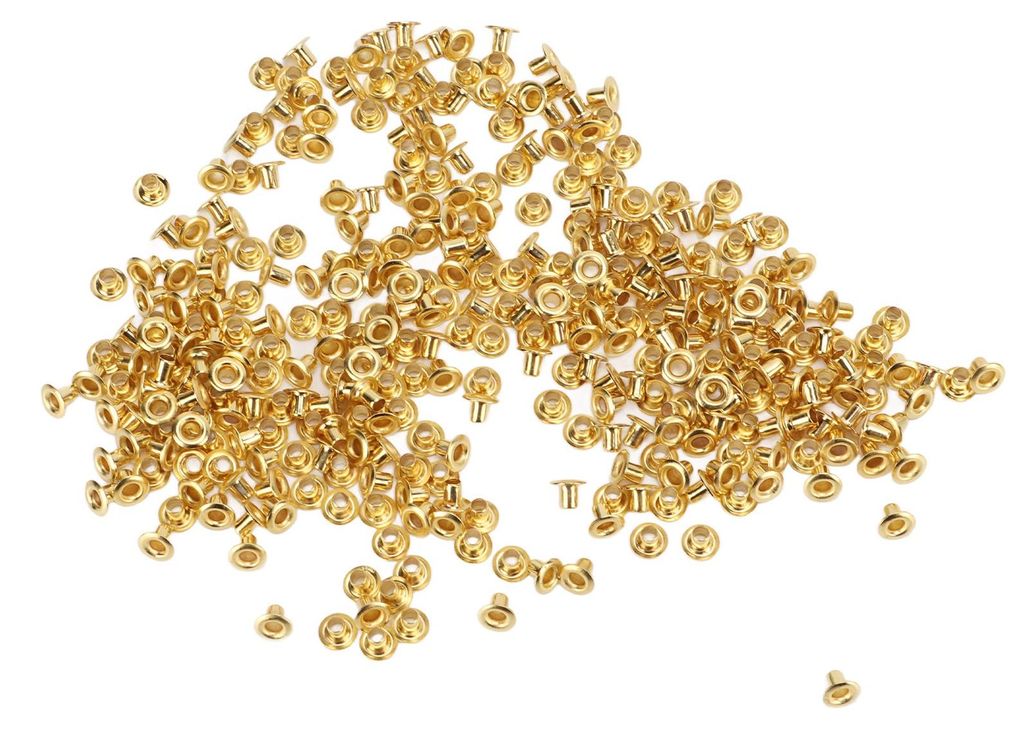 500 Stück Hohlnieten, DIY-Durchgangsloch-Hohlnieten aus Messing, dekorative Hohlnieten aus Kupfer mit Luftösen, 4,8 x 2,3 x 3,5 mm
