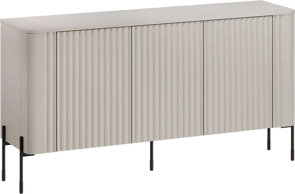 Buffet Susegana 150 cm Beige - Design Moderne 3 Étagères Grande Capacité