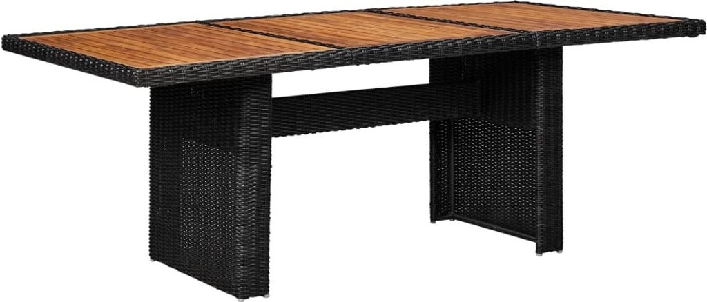 The Living Store Garten-Esstisch Schwarz 200x100x74 cm Poly Rattan