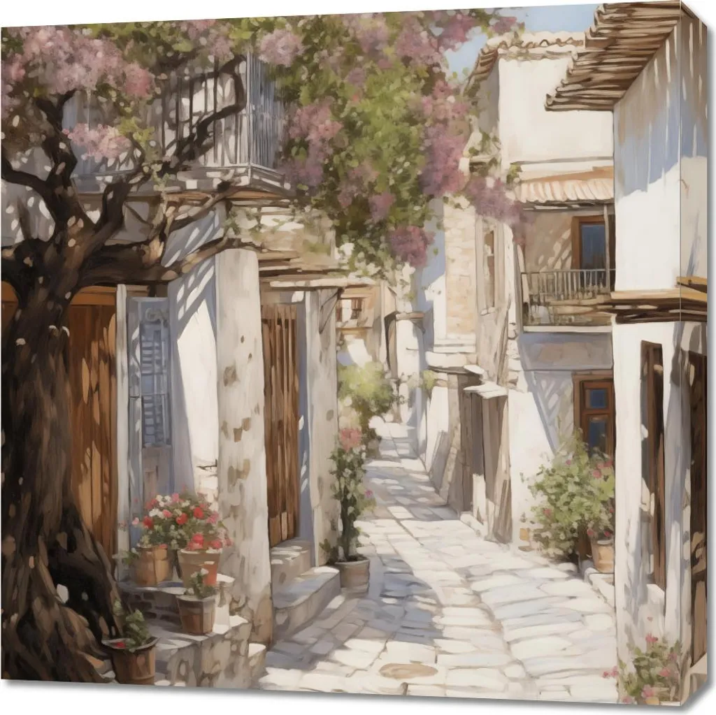 Quadro 70x70 cm Il Fascino della Città Vecchia - Stampa Canvas Alta Qualità