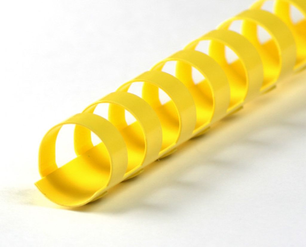 Plastikbinderücken 21 Ringe 25mm gelb