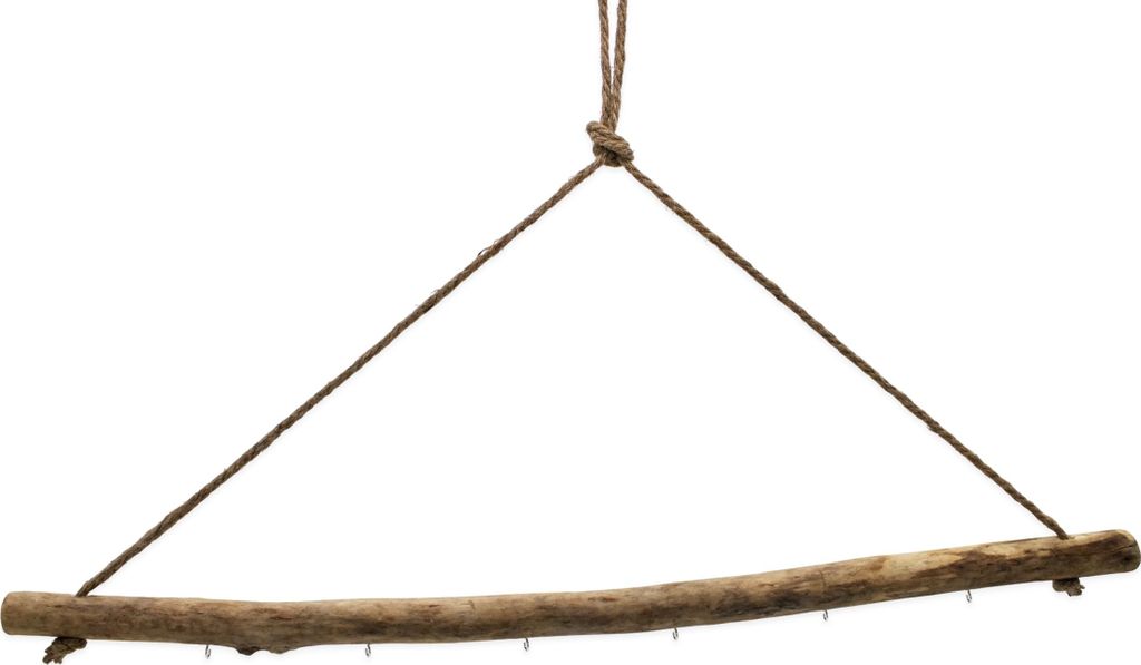 Treibholz Ast zum Hängen mit 6 Haken zum Dekorieren - 83 cm - Holzast Wanddeko Hänger mit Naturkordel