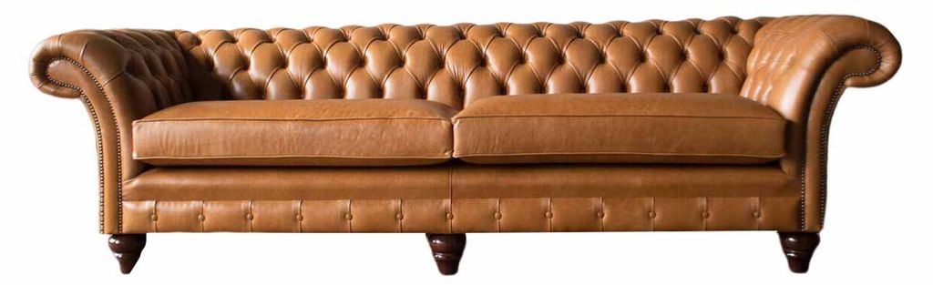 Sofa 4 Sitzer Couch Polster Chesterfield Sofa Sitz Leder Design Braun Möbel