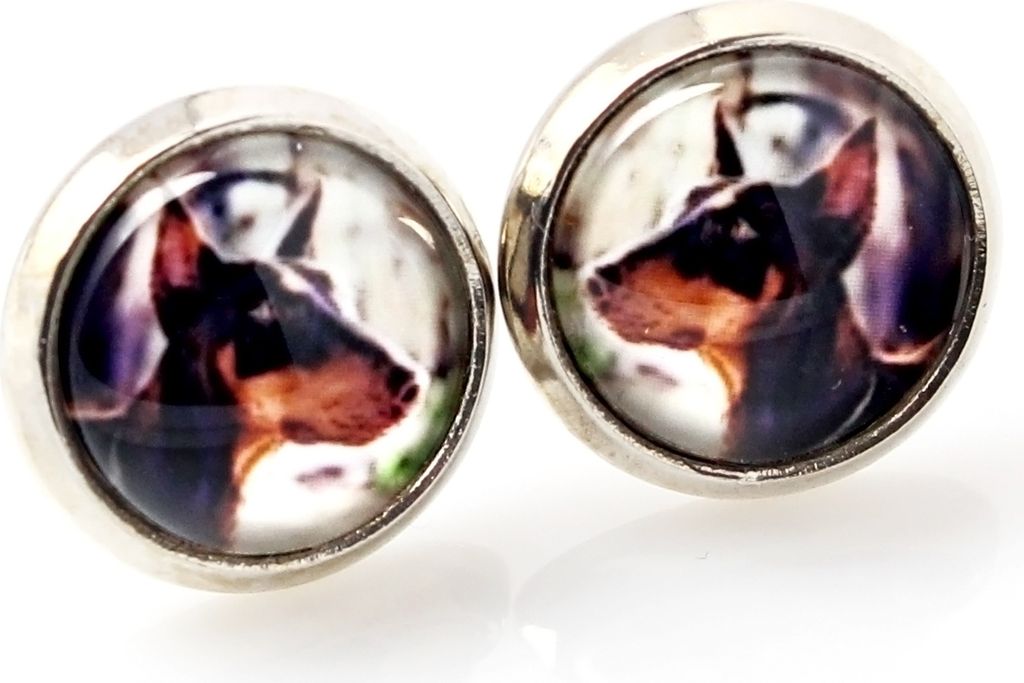 Dobermann - Ohrringe in einer Schachtel, Ihr Foto, handgefertigter Schmuck, Eigenmarke von Art-Dog.
