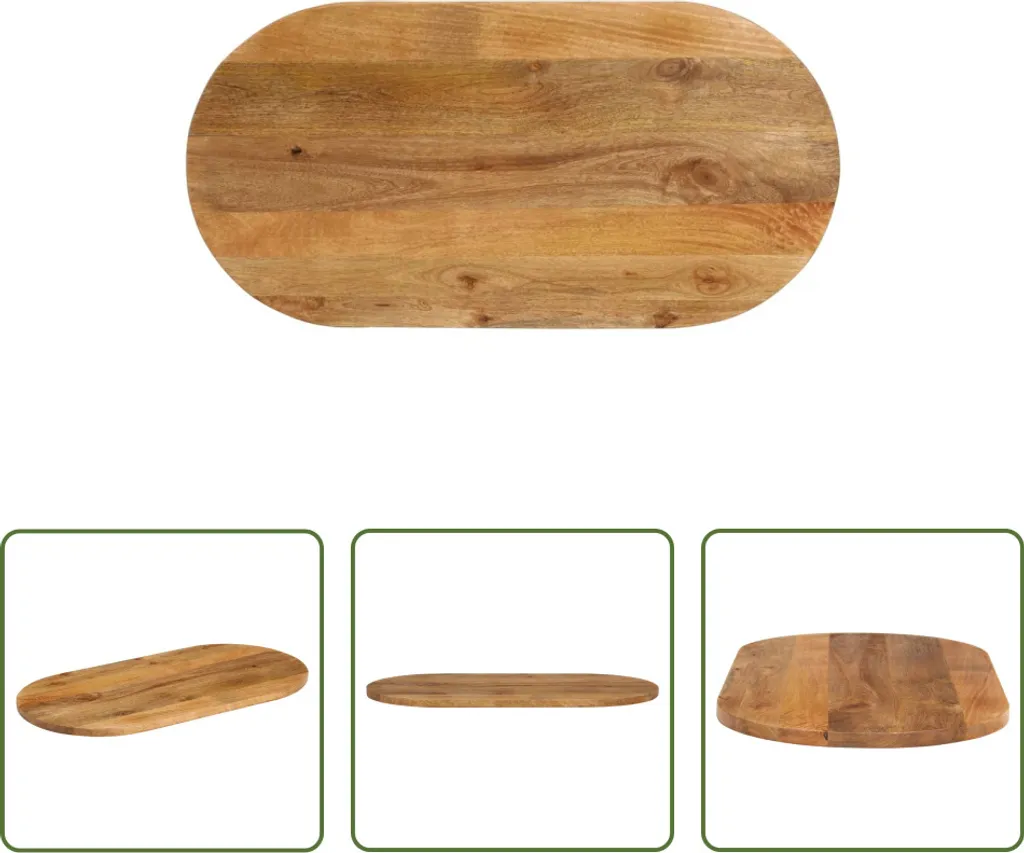 Piano d'appoggio Ovale 100x40x2,5 cm in Legno Massiccio di Mango Vero
