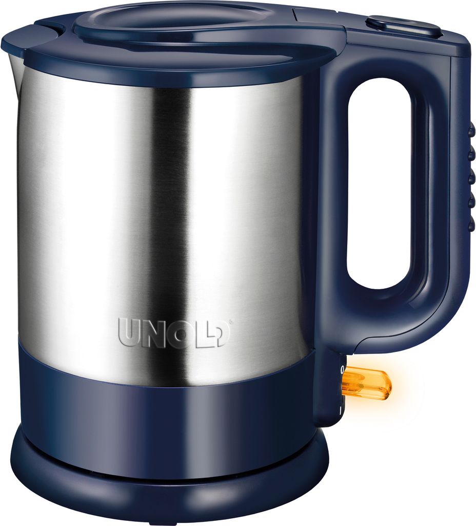 Unold 18018 Wasserkocher - Edelstahl Kettle, Blau 1,5 L, EU Stecker, 2200 W, Blitzkocher