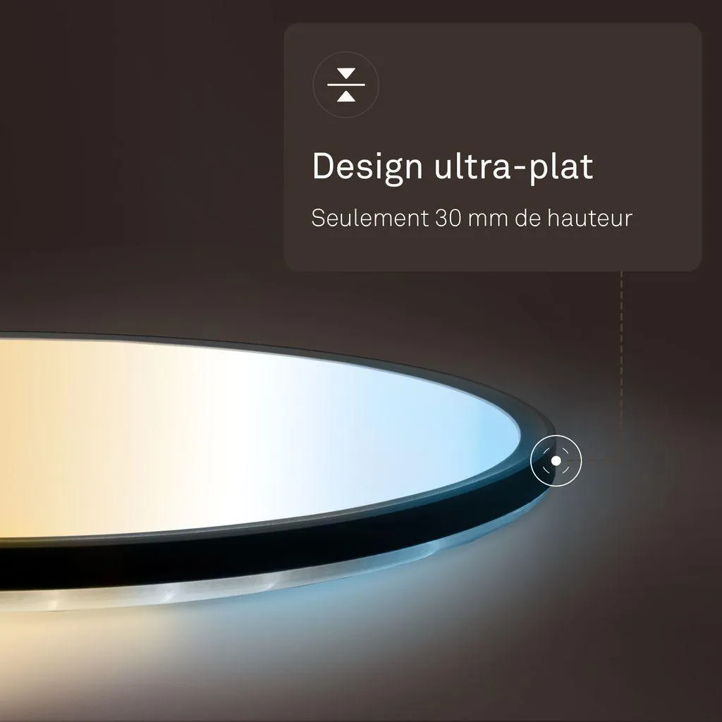 Plafonnier LED noir dimmable CCT télécommande IP44 rond plat pour d'eau