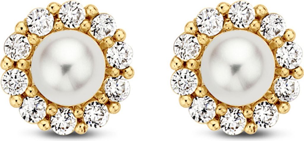 Ohrstecker echt Gold 585 (14 kt) mit Zirkonia und Perle