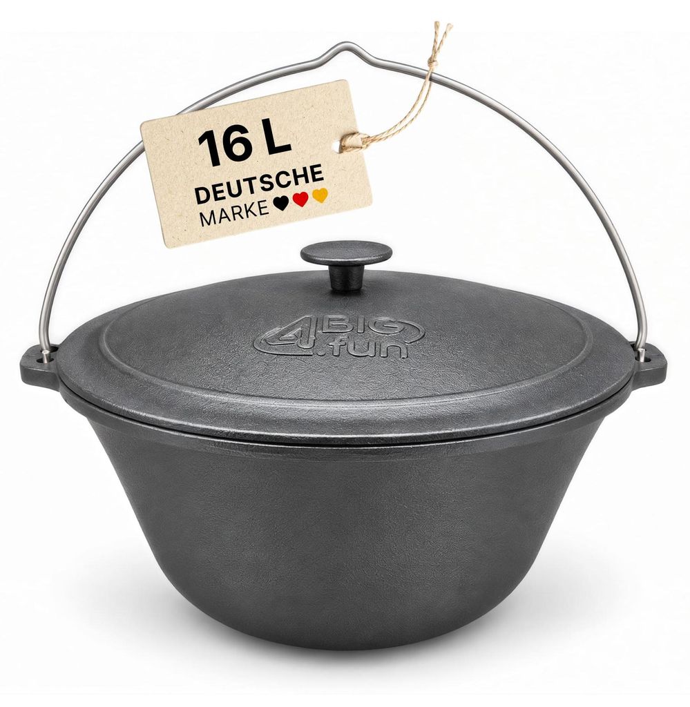 Gulaschkessel 16 L mit Bügel und Deckel Gusseisen Produktbild 