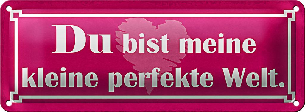 Blechschild Spruch 27x10cm Du bist meine perfekte Welt Dekoration