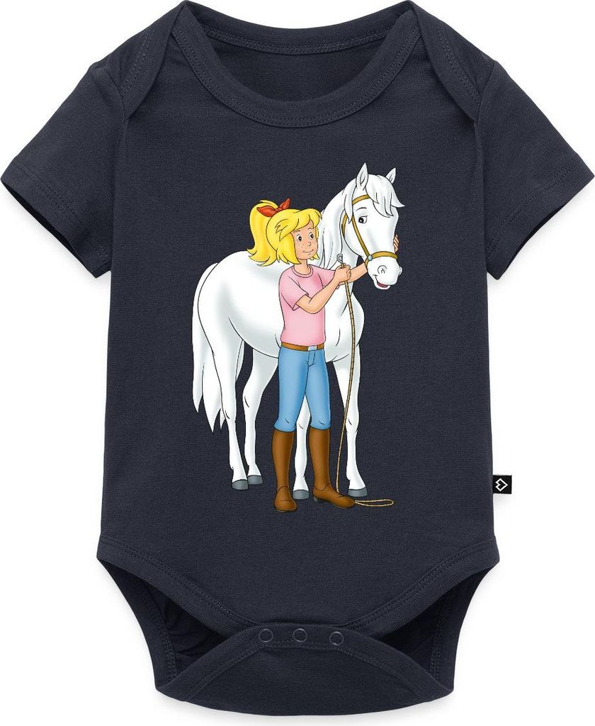 Spreadshirt Bibi Und Tina Bibi Mit Stute Sabrina Kurzarm Tages Baby Body, 92 (1,5 - 2 Jahre), Navy
