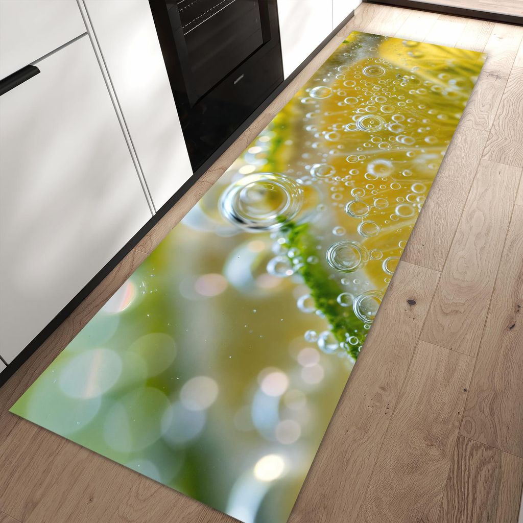 Küchenteppich 60x90cm rutschfest & abwischbar PVC Läufer - Sanfte Zitronenscheibe