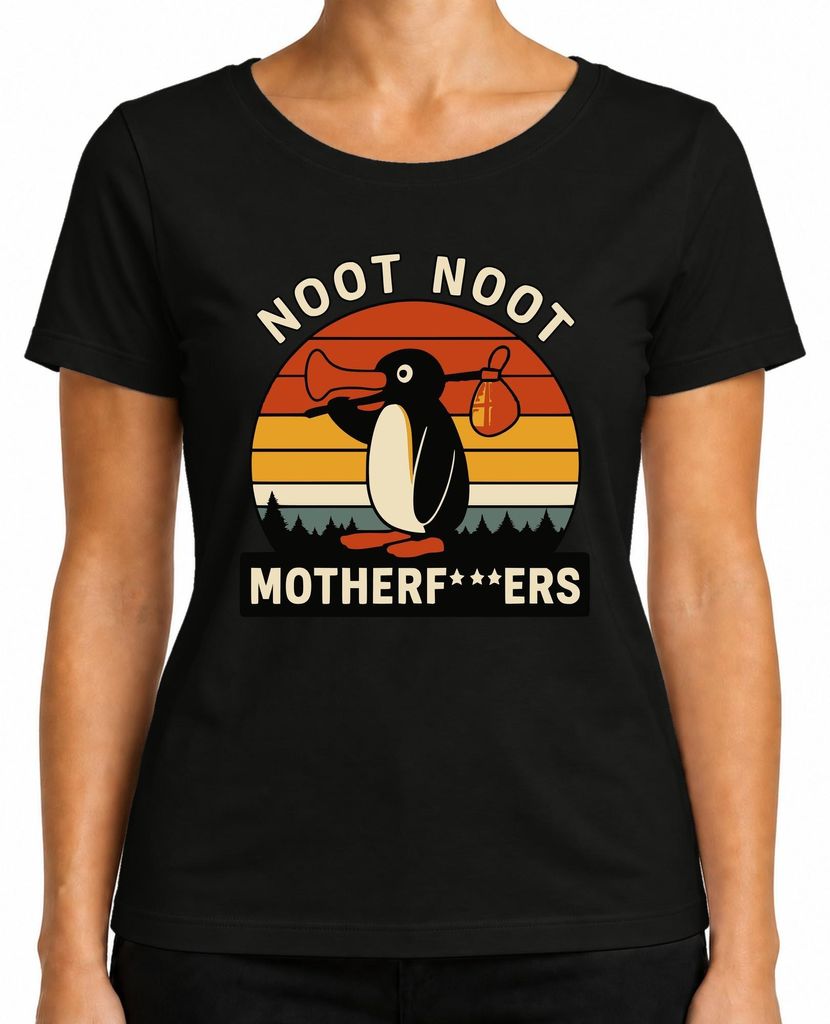 Noot Noot Motherf***ers Retro Pinguin Sonnenuntergang Produktbild 