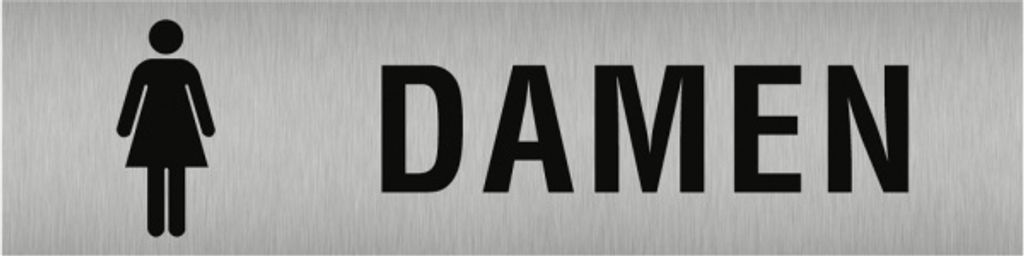 Dreifke Aufkleber - Piktogramm WC Damen, Edelstahl, selbstklebend, 160x40 mm